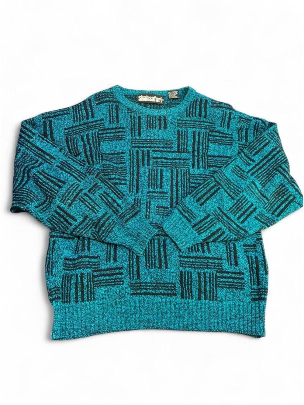 Alfred Shaheen Women's Green and Blue Jumper